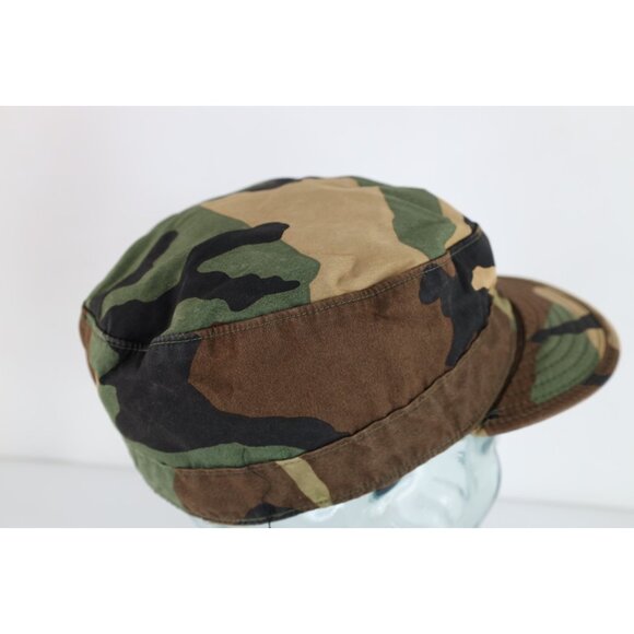 Vintage 80s USGI Distressed Military Woodland Camouflage Cap Hat 7 5/8 USA - Picture 6 of 10